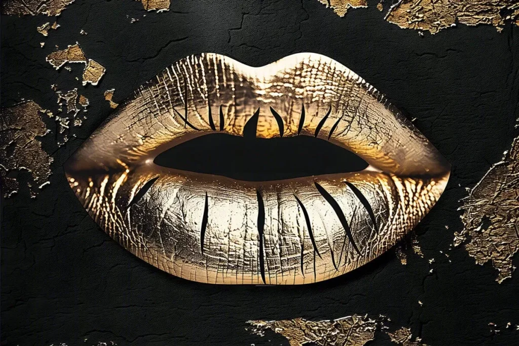 Glasschilderij-Gouden-lippen